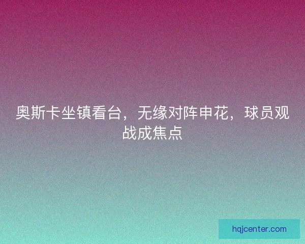 奥斯卡坐镇看台,无缘对阵申花,球员观战成焦点 奥斯卡坐镇看台,无缘对阵申花,球员观战成焦点
