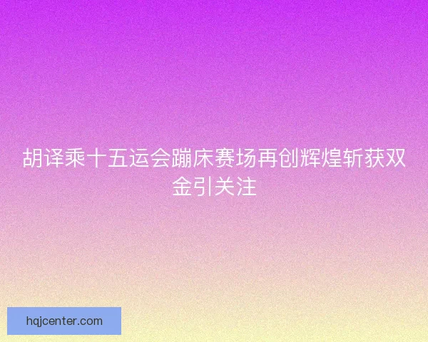 胡译乘十五运会蹦床赛场再创辉煌斩获双金引关注